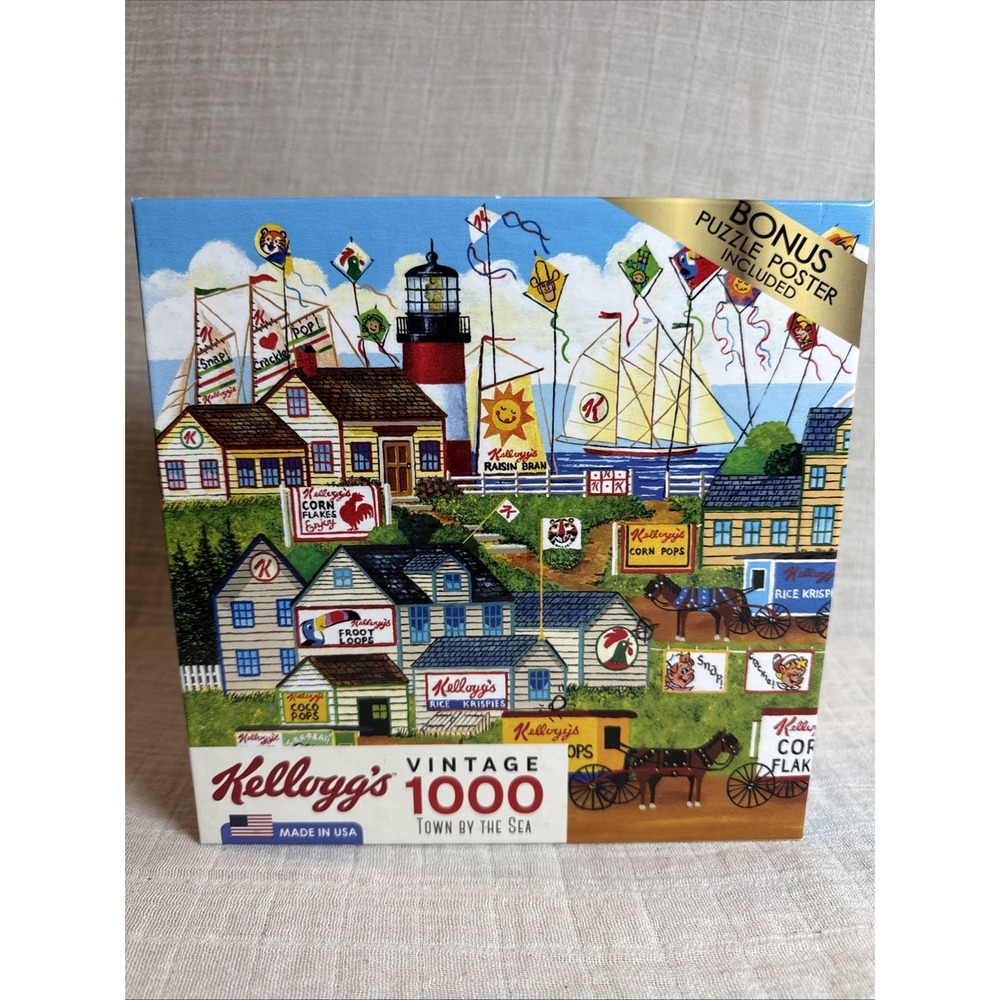 RoseArt Kellogg's Town by the Sea 1000 Piece Jigsaw Puzzle By Anthony Kleem 6130